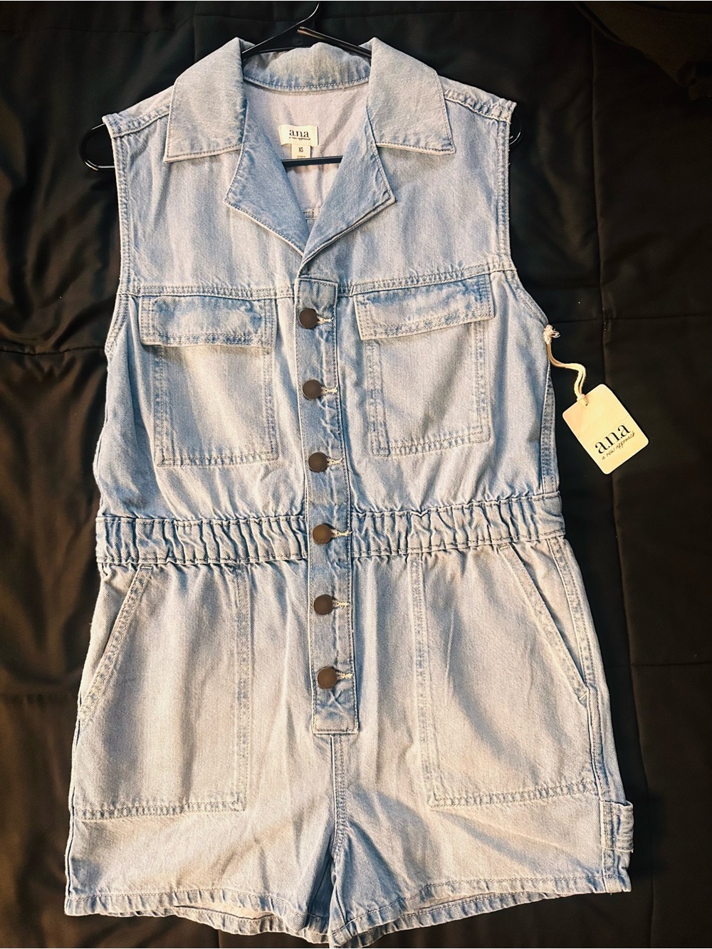 a.n.a Light Wash Denim Sleeveless Romper